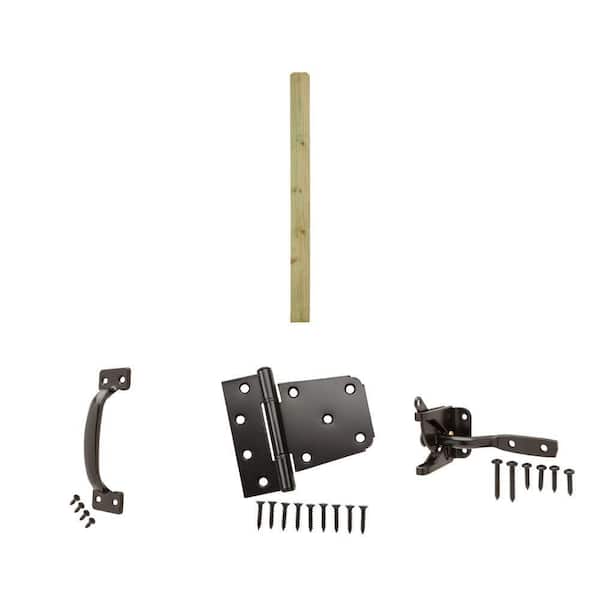 5/8 in. x 5-1/2 in. x 6 ft. Pine Fence Picket, 5-3/4 in. Door Pull, 3-1/2 in. Tee Hinge and Gate Latch Combo