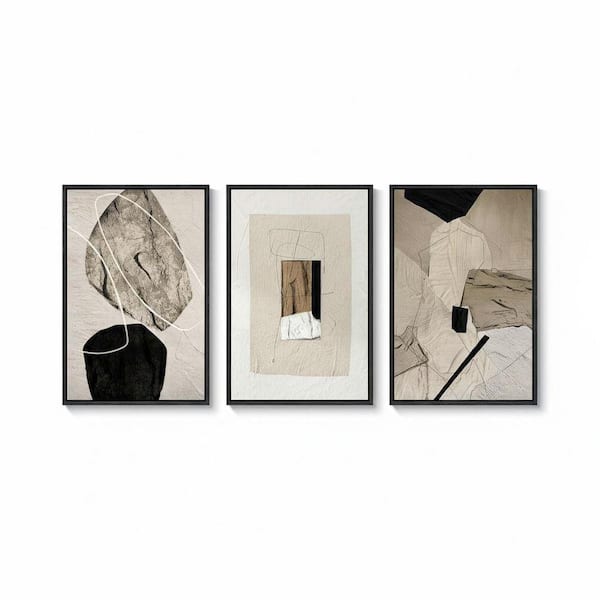 Framed Neutral Abstract Wall Art 24 in. x 16 in. LINBQ256 - The Home Depot