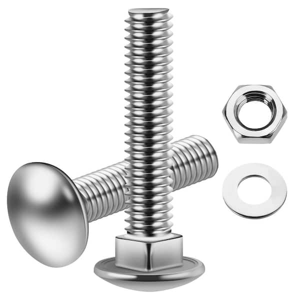 1/4 in.-20 x 1-1/2 in. Stainless Steel Carriage Bolts with Nuts and Washers (20-Pack)