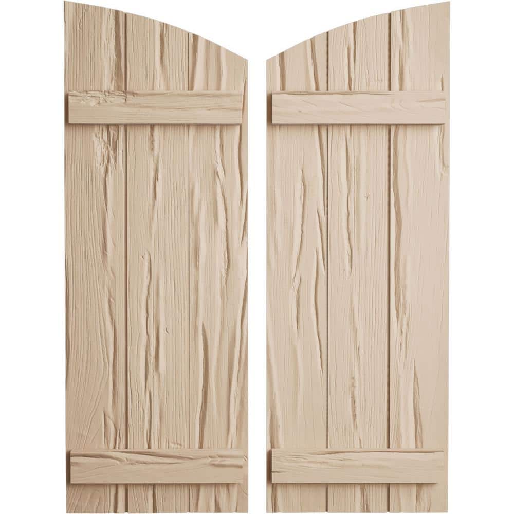 16-1/2 in x 72 in Polyurethane Riverwood Three Board Joined Board-n-Batten Elliptical Top Shutters Primed Tan price history on PriceWatchPro