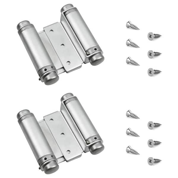 5-13/16 in. x 3-3/4 in. Satin Chrome Self Closing Double Action Hinge (2-Pack)
