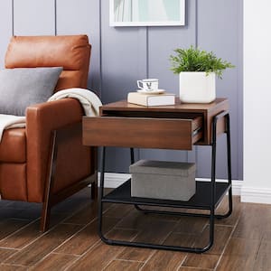 Duni Black Tall Storage Accent Table