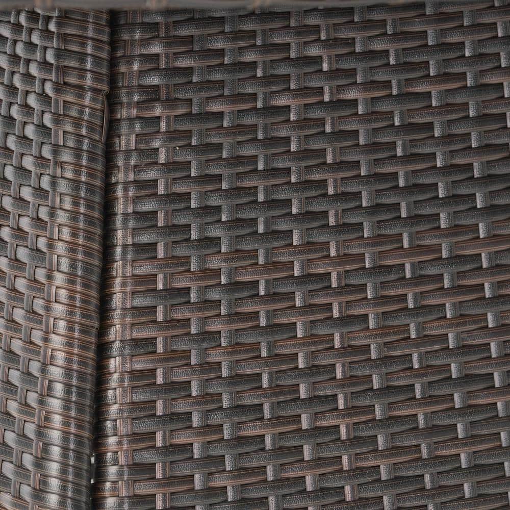 Corsica Brown Round Wicker Outdoor Dining Table with Silver-Tipped Legs