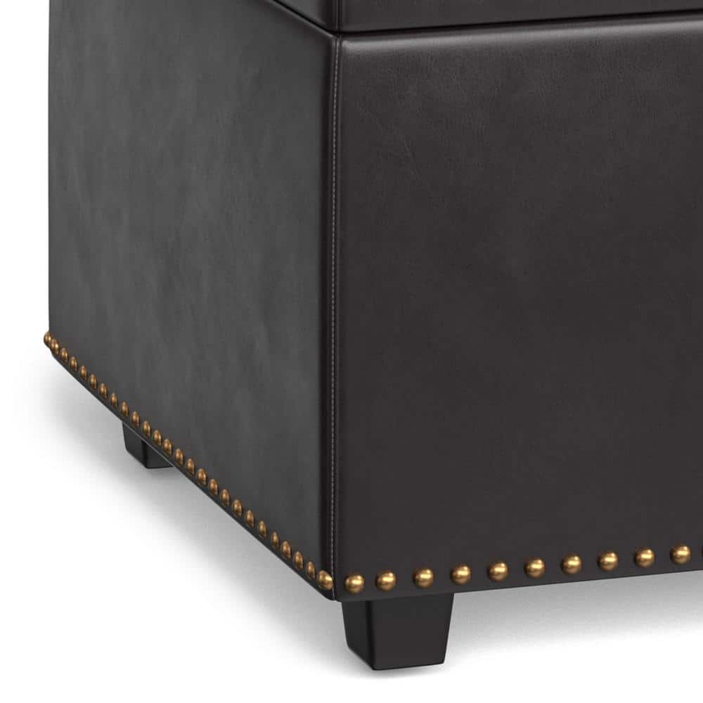 Hamilton 44" Contemporary Tanners Brown Faux Leather Lift-Top Storage Ottoman