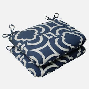 18.5 in. x 15.5 in. Outdoor Dining Chair Cushion in Blue/White (Set of 2)
