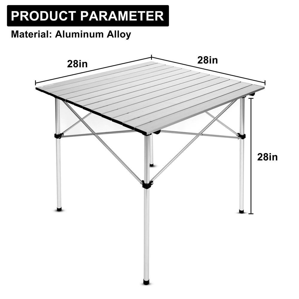 Ultra-Compact White Aluminum Folding Camping Table with Carry Bag