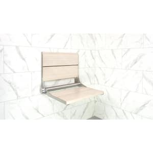 SerenaSeat Pro 18 in. Folding Light Bamboo Shower Seat, ADA compliant, Support Up to 500 lbs. in Brushed Steel