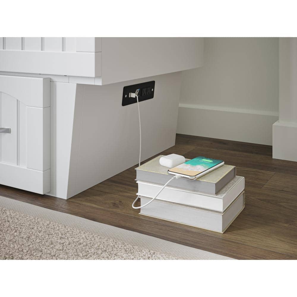 Nantucket White Twin Murphy Bed Chest with Storage Drawers