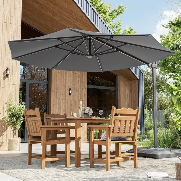 deluxe patio umbrella JOYESERY 11 ft. Deluxe Cantilever Patio Umbrella in Gray with 360° Rotation and Base