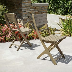 Positano Grey Foldable Wood Outdoor Dining Chair (2-Pack)