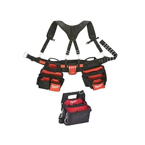 General Contractor Work Belt with Suspension Rig & 15-Pocket Electricians Work Pouch/Holster with Quick Adjust Belt