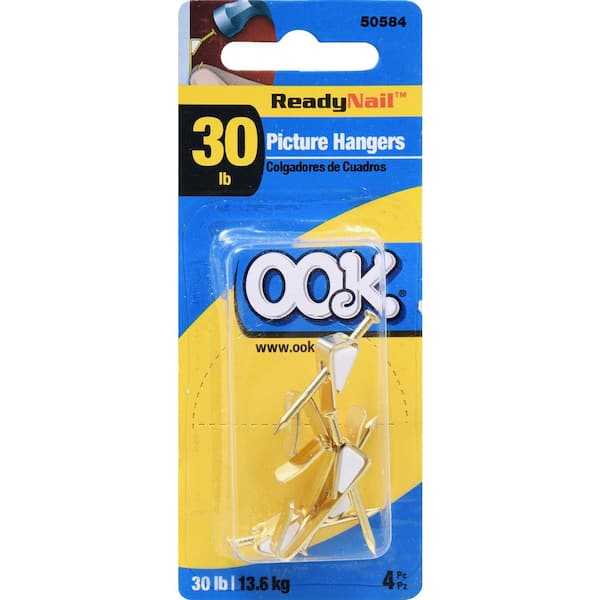 OOK 533862 ReadyNail Sägezahnaufhänger – 3 Stück, Messing/Gold, Mit Voreingelagerten Nägeln Für Bilderrahmen
