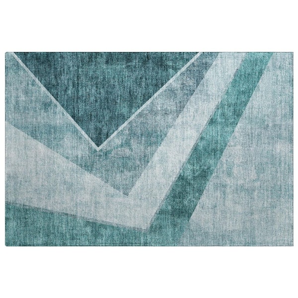 Dream Shag Premium Machine Washable Abstract ADS671 Teal 2 ft. x 3 ft. Accent Rug