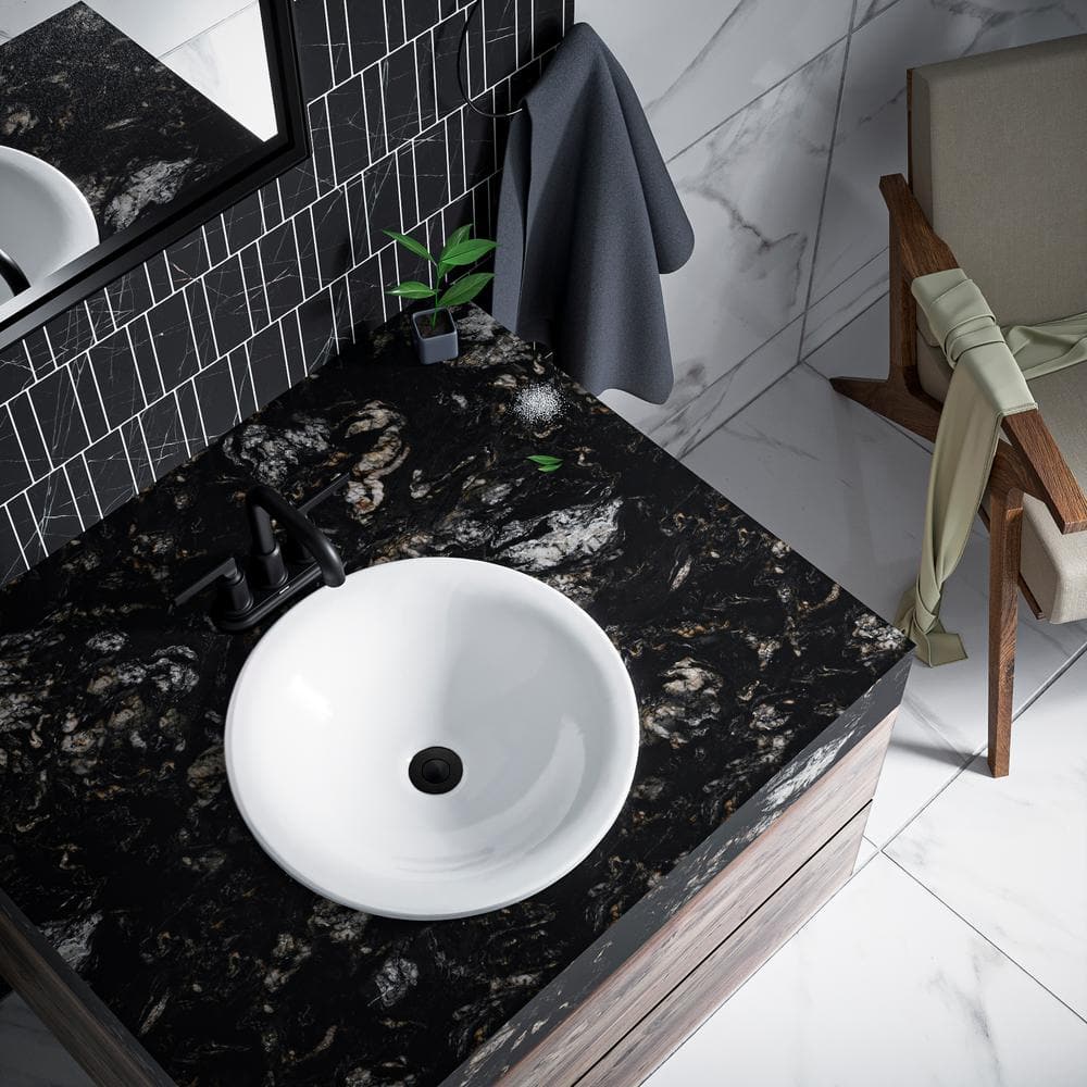 Matte Black Brass Centerset Bathroom Faucet with Pop-up Drain
