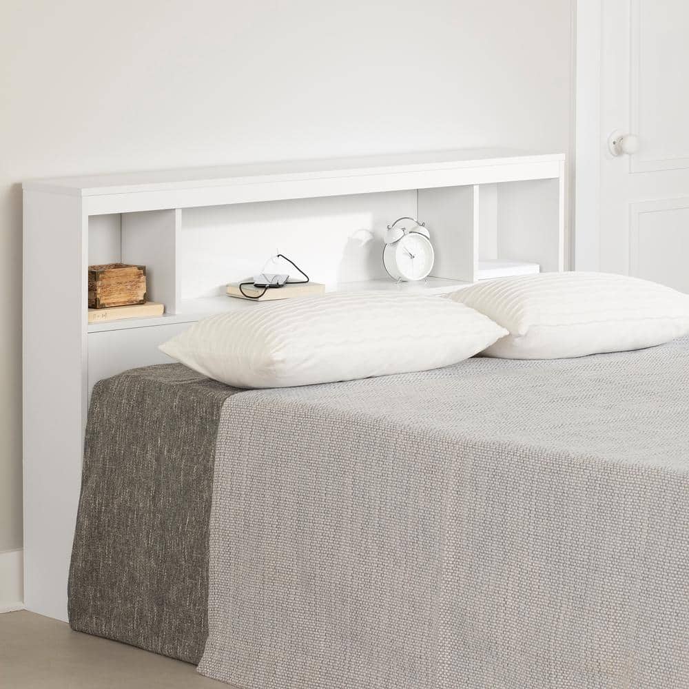 Pure White Fusion Full Bookcase Headboard with Storage