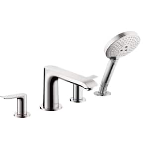 Metris 2-Handle Deck Mount Roman Tub Faucet with Hand Shower in Chrome