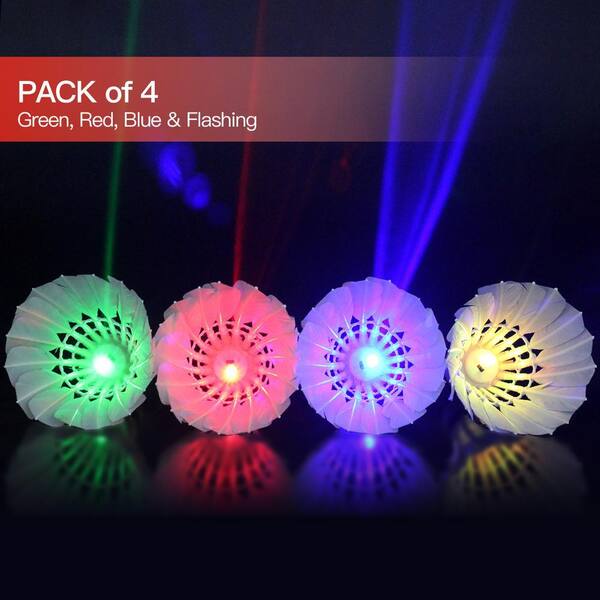 HIRALIY LED Badminton Set - 6 Glow Shuttlecocks, 4 Rackets, Grip Tapes & Carrying Bag