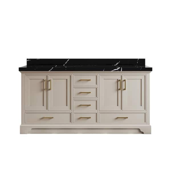 Willow Collections Charlotte 30 in. Single Sink Freestanding Fine Grain Bath Vanity with Calacatta Black Qt. Top Unassembled
