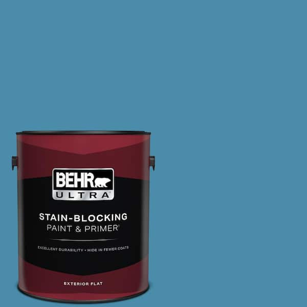 BEHR ULTRA 1 gal. #550D-6 Blue Chaise Flat Exterior Paint & Primer