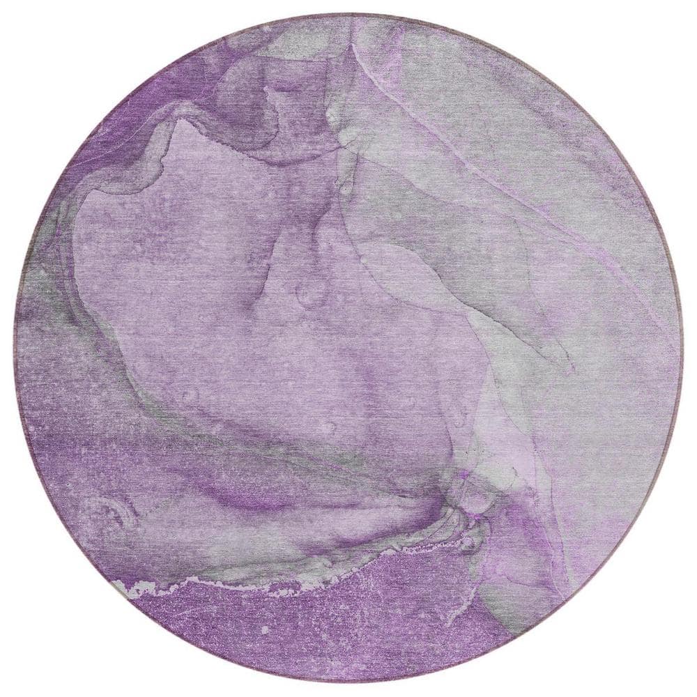 Lilac 8 ft. Round Woven Abstract Polyester Round Indoor/Outdoor Area Rug price history on PriceWatchPro