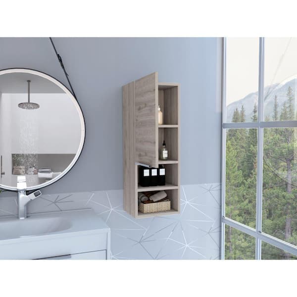 Unbranded 12 in. W x 10 in. D Light Gray Mila Bathroom Cabinet, 2-Interior Shelves, 2-External Shelves Decorative Wall Shelf