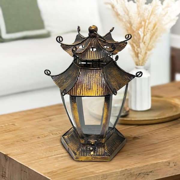11.5 in. Bronze Metal Gazebo Lantern Candle Holder