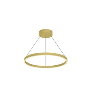 Cerchio 24 in. 1 Light 51-Watt Brushed Gold Integrated LED Pendant Light