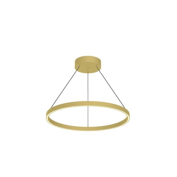 KUZCO Cerchio 24 in. 1 Light 51-Watt Brushed Gold Integrated LED Pendant Light