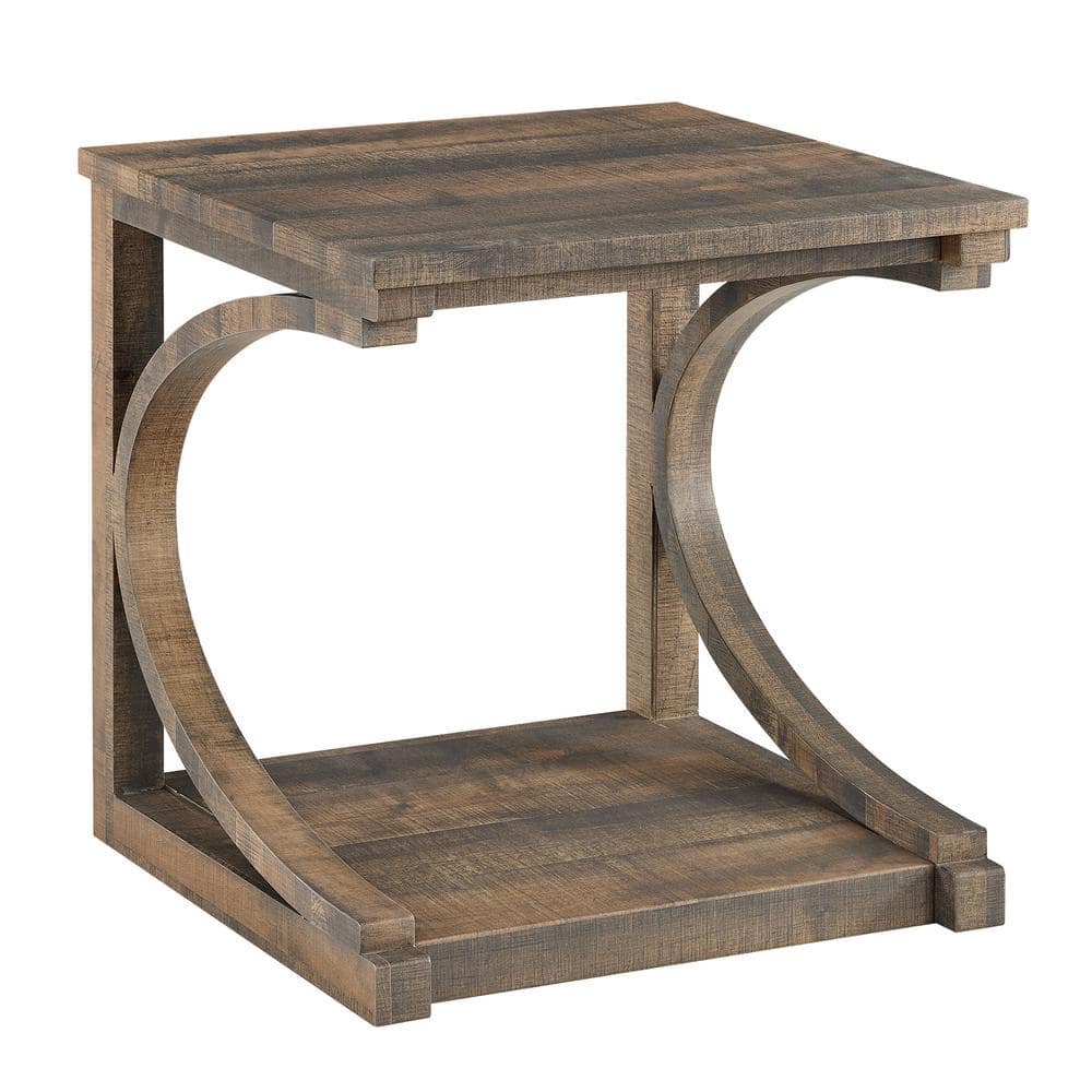 23.8 in. Brown Square Wood Coffee Table, Modern Center Table with Storage A