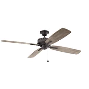 Eads XL Patio 65 in. Outdoor Weathered Zinc Downrod Mount Ceiling Fan with Pull Chain for Patios or Porches