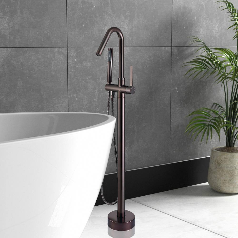 Oil Rubbed Bronze Freestanding Tub Filler with Handshower