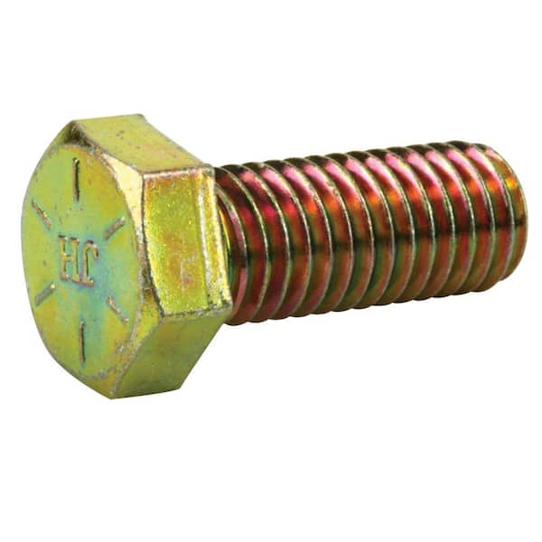 Crown Bolt 3/8 in.-24 tpi x 2 in. Yellow Zinc Grade 8 Hex Bolt