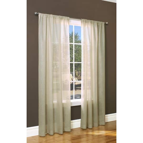 THERMASHEER Weathervane Linen Polyester Faux Linen 50 in. W x 63 in. L Rod Pocket Indoor Light Filtering Curtain (Single Panel)