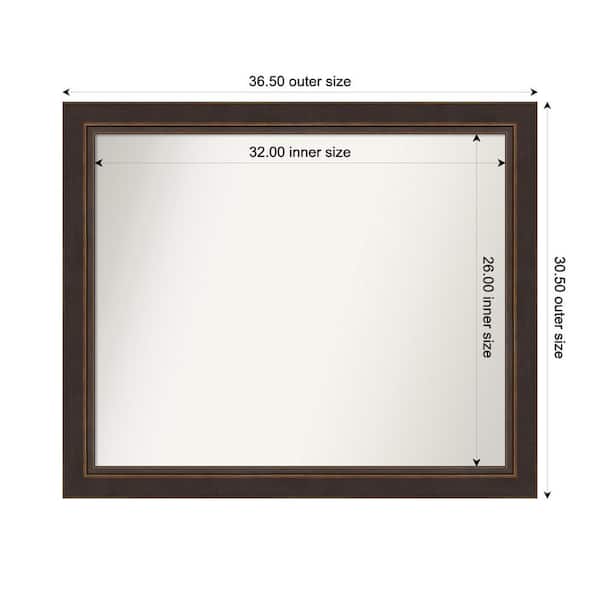 Amanti Art Lara Bronze 36.5 in. W x 30.5 in. H Custom Non-Beveled Wood Framed Bathroom Vanity Wall Mirror
