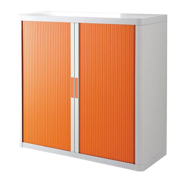Unbranded Paperflow easyOffice White and Orange 41 in. Tall Storage Cabinet with 2-Shelves