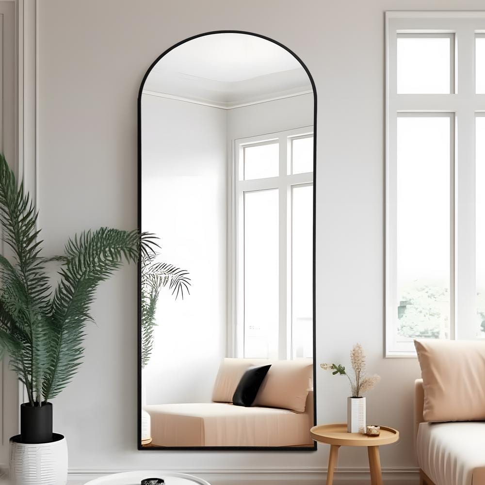 28 in. W x 71 in. H Full Length Arched Free Standing Body Mirror, Metal Fra