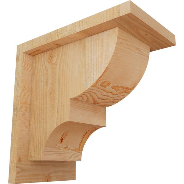 Ekena Millwork 6 in. x 10 in. x 10 in. Douglas Fir Ridgewood Rough Sawn Corbel with Backplate