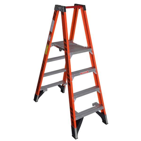 Werner 4 ft. Fiberglass Platform Twin Step Ladder (10 ft. Reach Height)  with 300 lb. Load Capacity Type IA Duty Rating PT7404 - The Home Depot