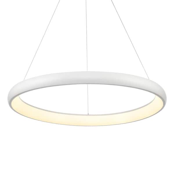 Cortana 32 in. 1 Light 60-Watt White Integrated LED Pendant Light