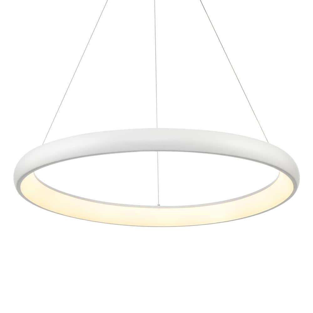 White Aluminum LED Circular Pendant Light
