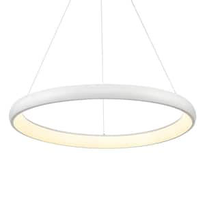 Cortana 32 in. 1 Light 60-Watt White Integrated LED Pendant Light