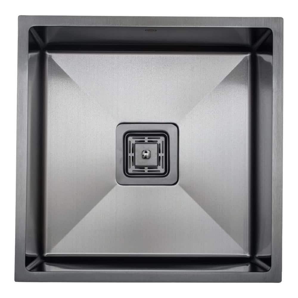 18-inch Black Stainless Steel Undermount Bar Sink with Square Drain