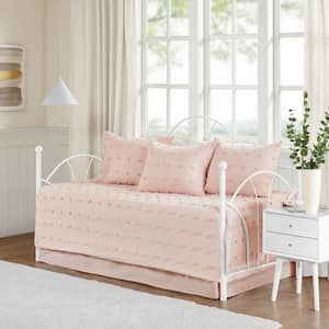 Maize 5-Piece Pink Daybed Cotton Jacquard Daybed Set