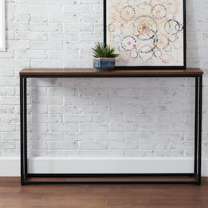 Donnelly Black Console Table with Haze Wood Top (48 in. W)