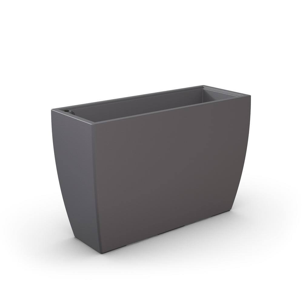 Graphite Grey Contemporary 36" Trough Resin Planter with Self-Watering Feature