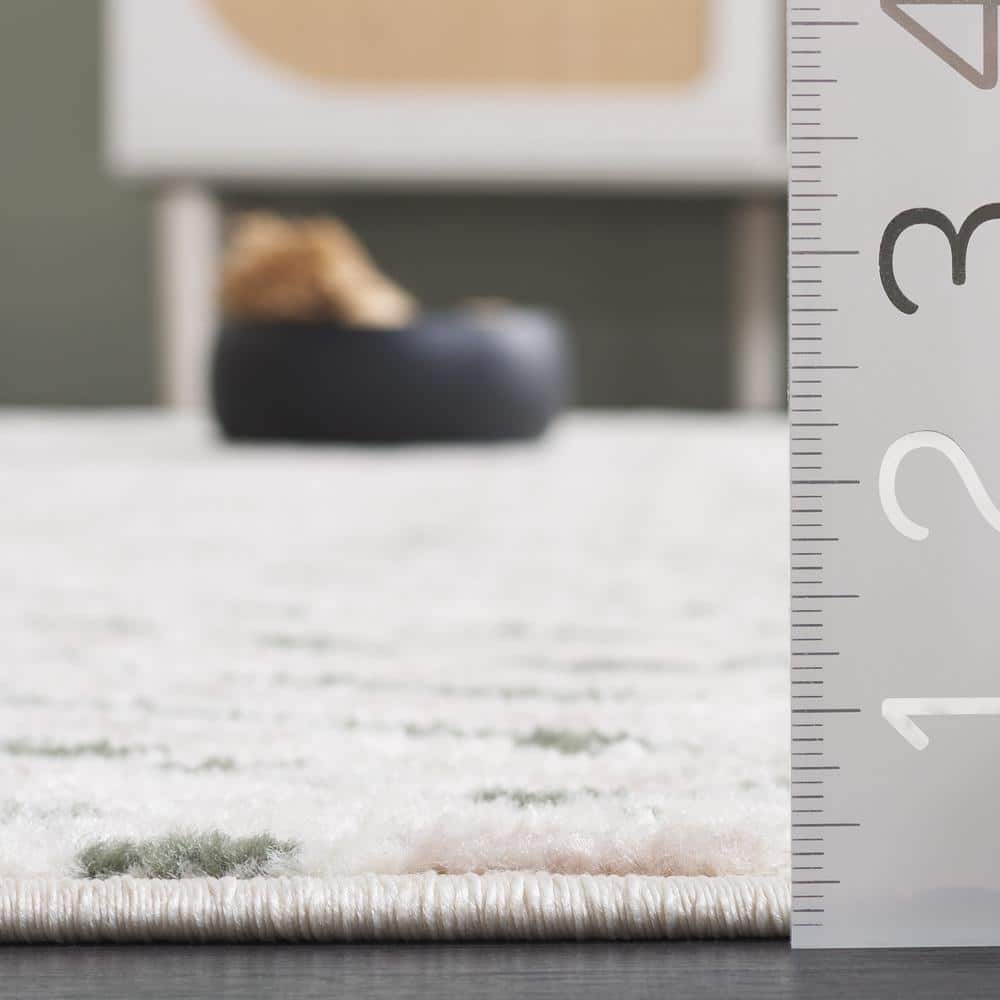 Ivory and Dark Green Chevron Rectangular Area Rug