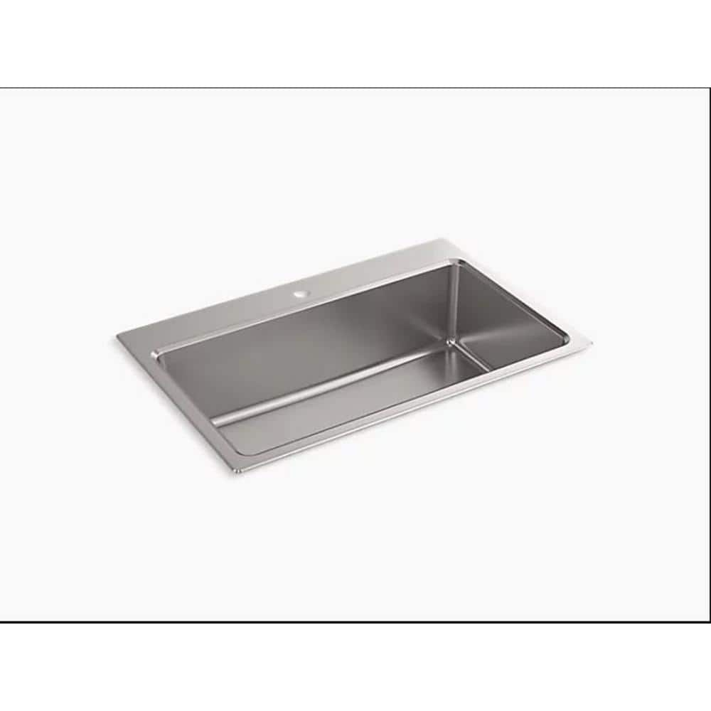 KOHLER Prologue Dual-mount 33-in x 22-in Stainless Steel Double Equal Bowl  1-Hole Kitchen Sink in the Kitchen Sinks department at