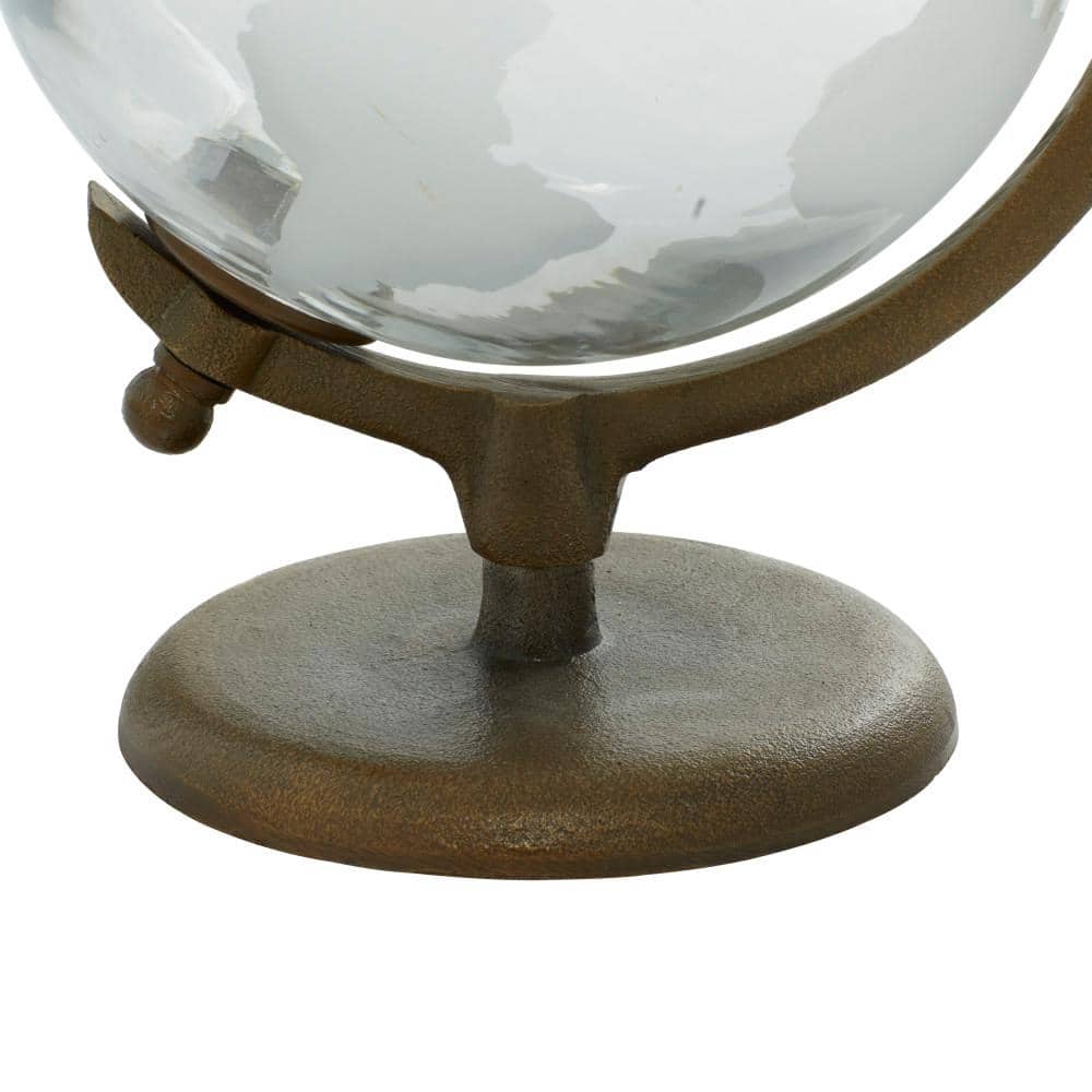 Sleek Concrete & Glass Globe with Aluminum Stand, 12" White