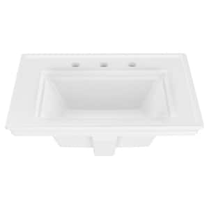 Town Square S 8 in. Faucet Hole 24 in. Countertop Bathroom Sink in White