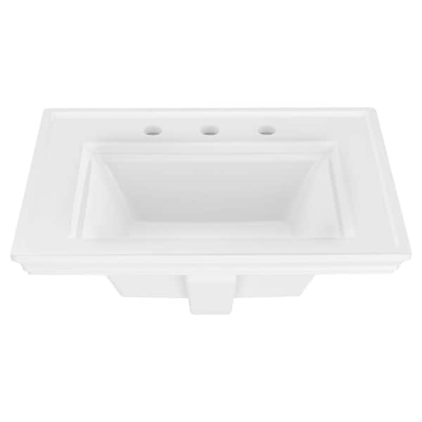 American Standard Town Square S 8 in. Faucet Hole 24 in. Countertop Bathroom Sink in White